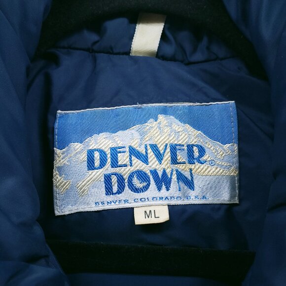 Vintage Denver Down Multicolor Leather n Nylon Puff Jacket Vest Goose Down Fill - Picture 4 of 16